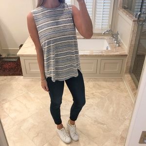 Retrod, size small, blue/grey/white striped top